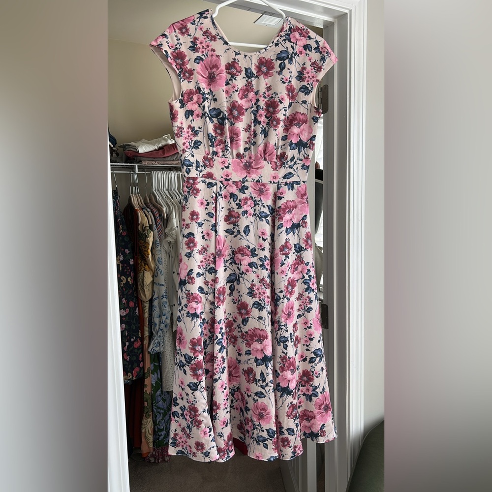 Gal Meets Glam Pink and Blue Floral Dress